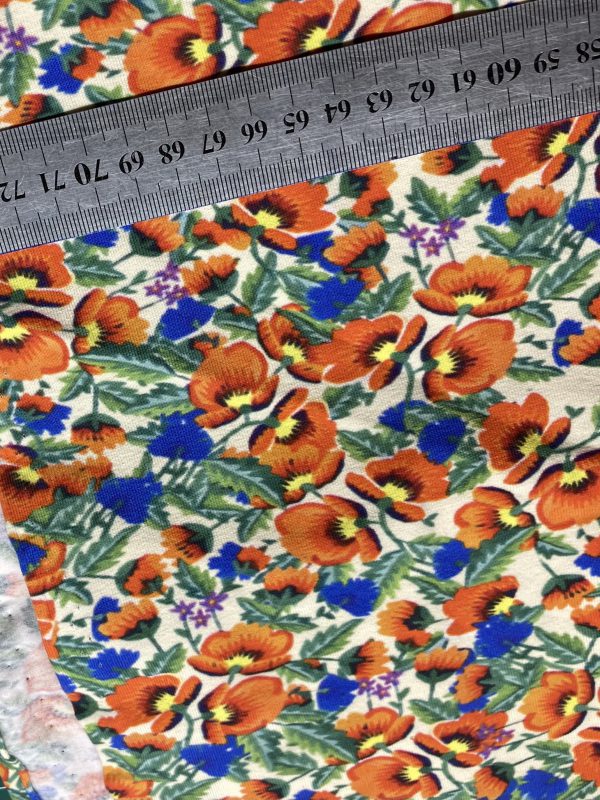 Coupon 80cm - Veldbloemen, katoen tricot