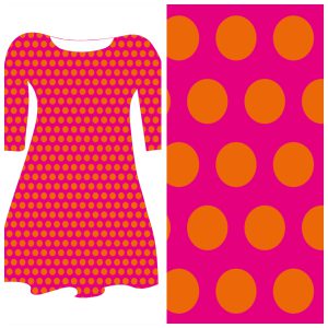 Pre-order - Bobbeez Fuchsia oranje dots -  katoen tricot