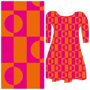 Pre-order - Bobbeez Fuchsia oranje grafisch -  katoen tricot