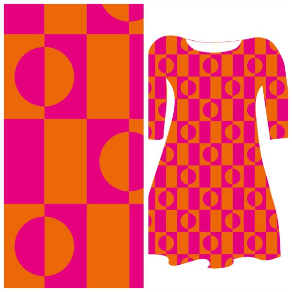 Pre-order - Bobbeez Fuchsia oranje grafisch -  katoen tricot