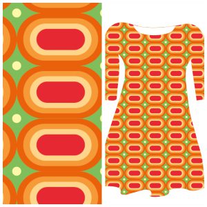 Bobbeez Ovaal oranje groen -  katoen tricot