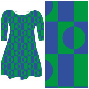Bobbeez Cirkel in blokjes groen -  katoen tricot