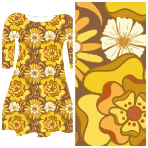 Bobbeez Vintage bloem geel - katoen tricot