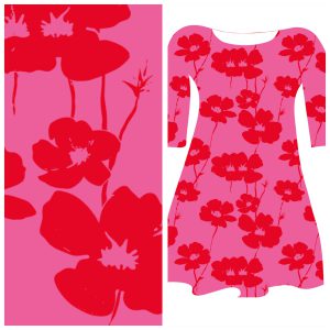 Pre-order: Bobbeez Roze/rood schaduw bloem - katoen tricot