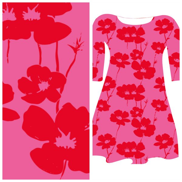 Pre-order: Bobbeez Roze/rood schaduw bloem - katoen tricot