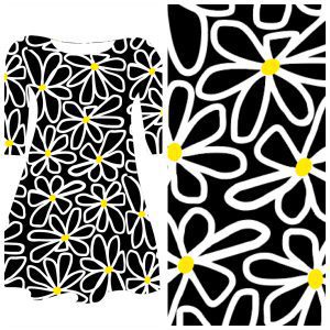 Pre-order: Bobbeez XL bloem zwart wit - katoen tricot