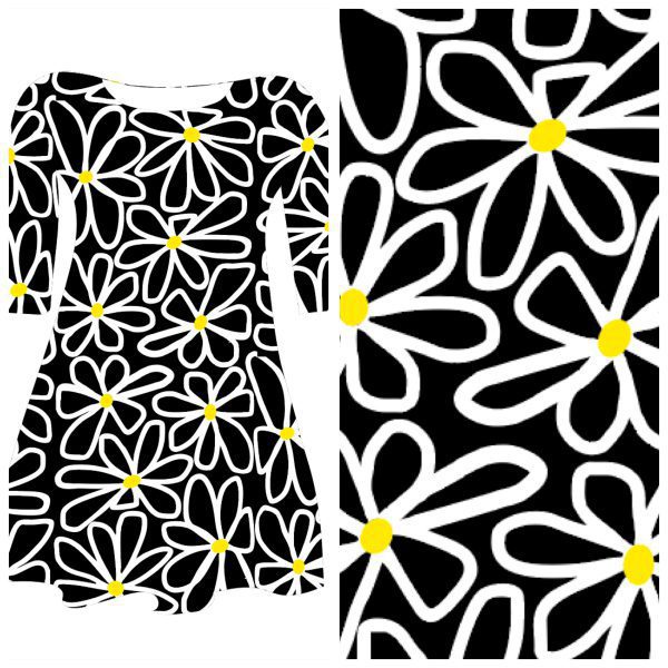 Pre-order: Bobbeez XL bloem zwart wit - katoen tricot