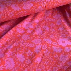 Roze/rood schaduw print - katoen tricot