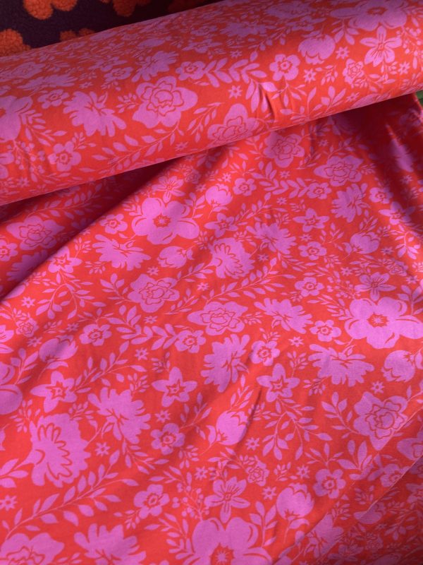Roze/rood schaduw print - katoen tricot