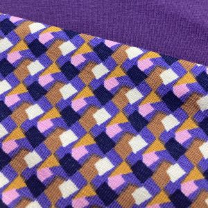 Paars/roze klein printje - katoen tricot