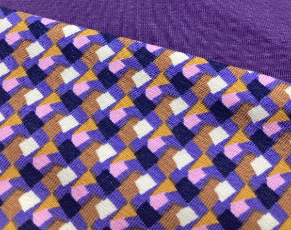 Paars/roze klein printje - katoen tricot