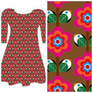 Pre-order: Bobbeez Vogelbloemen bruin - katoen tricot