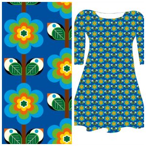 Pre-order: Bobbeez Vogelbloemen blauw - katoen tricot