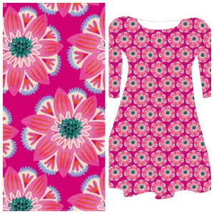 Pre-order: Bobbeez bloem magenta/fuchsia- katoen tricot