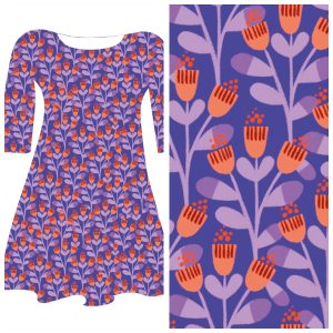 Pre-order: Bobbeez bloemetjes paars- katoen tricot