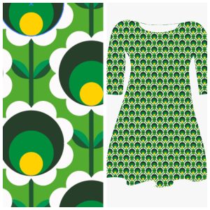Pre-order: Bobbeez retro bloem groen - katoen tricot