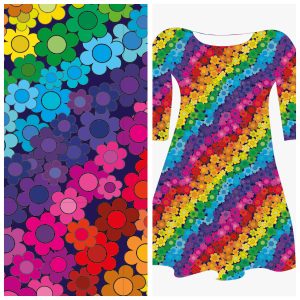 Pre-order: Bobbeez regenboog bloemen  - katoen tricot