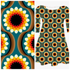 Pre-order Juli - Bobbeez Zonnige bloem petrol/rood - katoen tricot